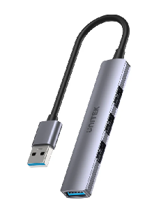  H1208A, UNITEK, USB HUB, 4-in-1 USB-A 5Gbps Hub (3x480Mbs 1x5Gbs 3,0), Slim, Space Grey.