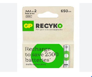  GPRHCH63E041, GP, Battery, (AAA) x 2 NiMH 1,2V 650mAh.