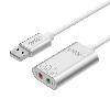  Y-247A, UNITEK, USB Adapter, USB 2.0 External Sound Card Adapter for Stereo Audio, 48KHz 16-bit Silver Color.